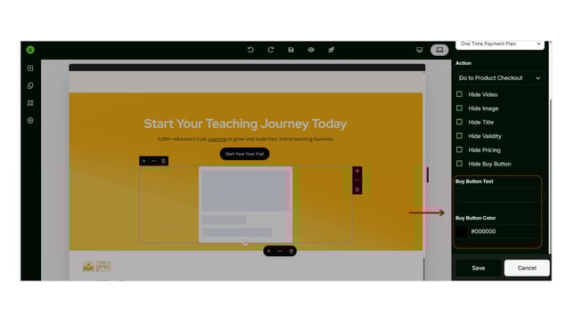 Adding a sales card widget to the website page step 6