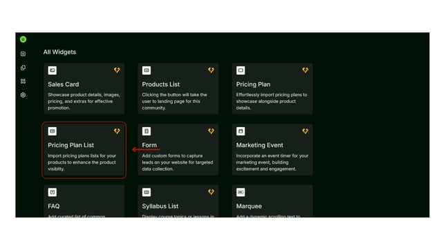 Adding a list of pricing plans into the website page step 2