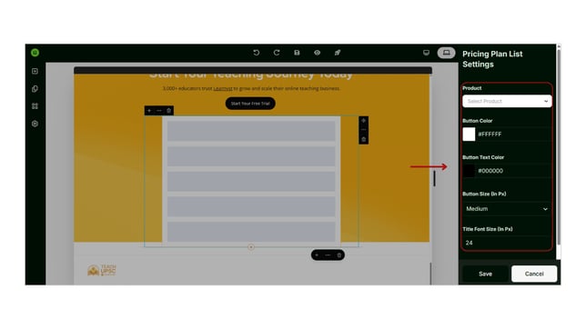 Adding a list of pricing plans into the website page step 4
