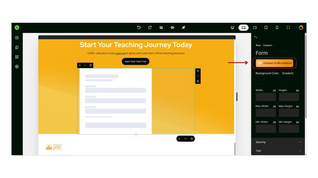 Adding a Forms Widget in the Website step 2