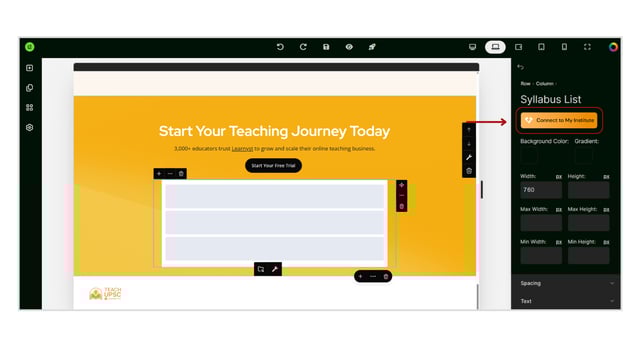 Adding Syllabus List Widget in Website step 3