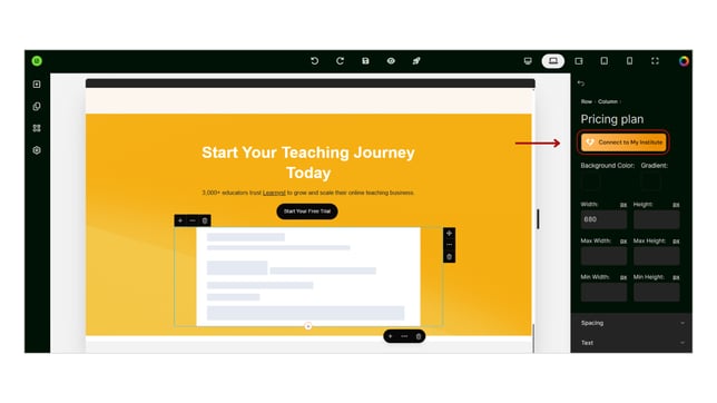 Adding a pricing plan widget to website page step 3