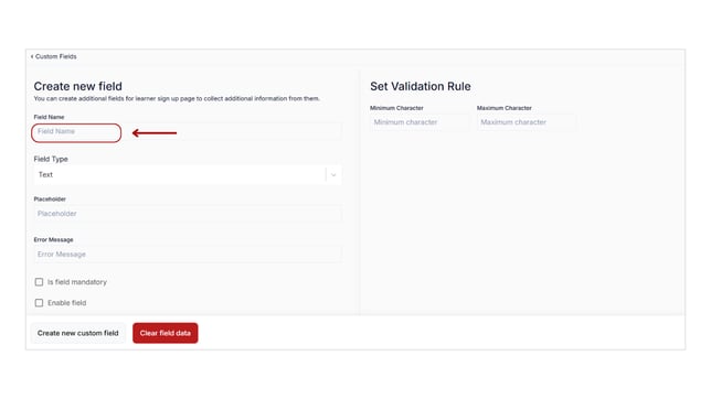 Enable and set the custom fields and collect learners details step 4
