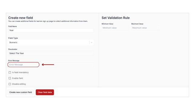 Enable and set the custom fields and collect learners details step 8