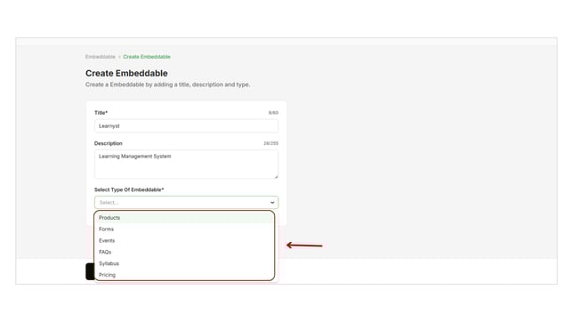 Overview of the Widgets (embeddables) step 3