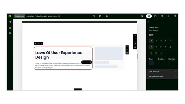 Overview of the Widgets (embeddables) step 4
