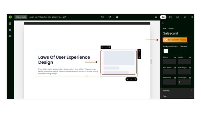 Overview of the Widgets (embeddables) step 5