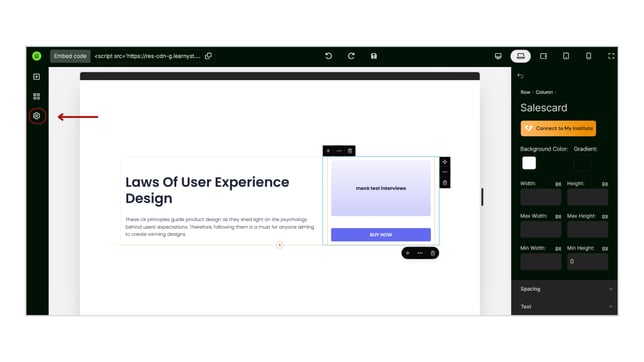 Overview of the Widgets (embeddables) step 8