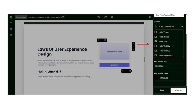 Create Widgets (embeddables) to showcase your product step 9