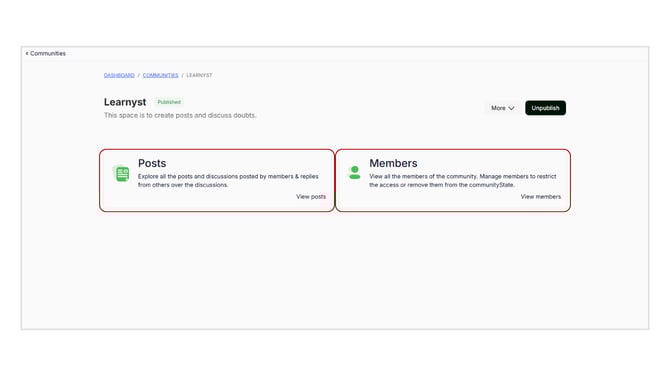 Explore Posts and Members in Learnyst Communities step 2