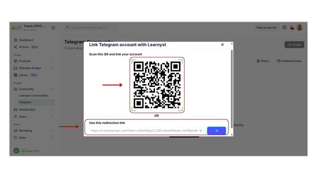 Link Telegram account to the school step 2