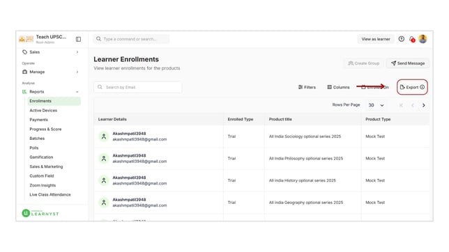 Obtain the student information based on enrollment step 8