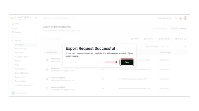 Export the reports step 5