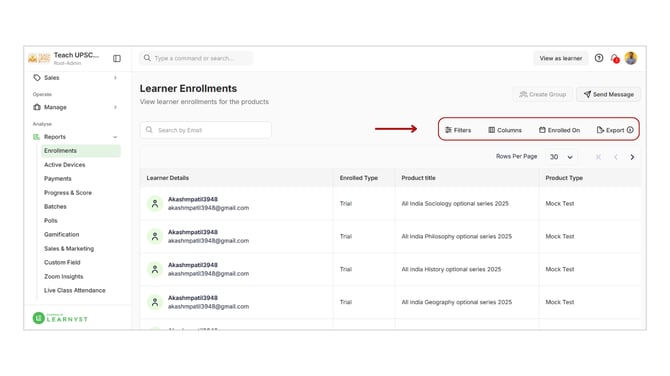 Send messages based on the reports step 2