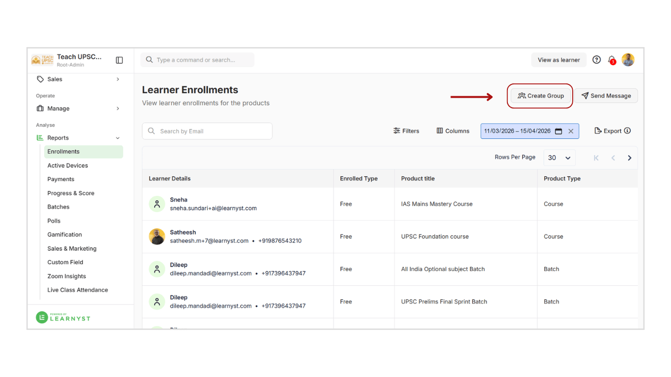 Create groups based on reports