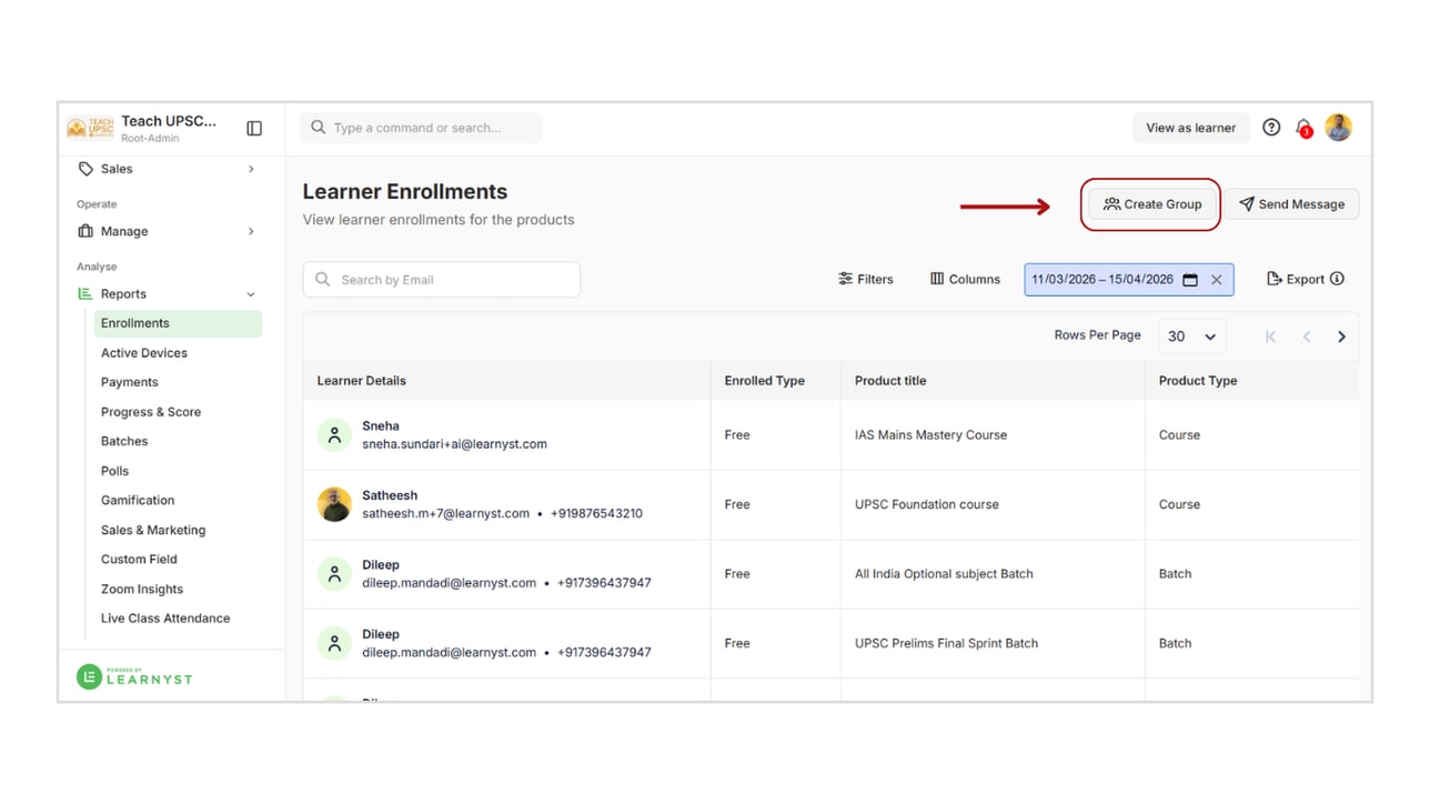 Create groups based on reports
