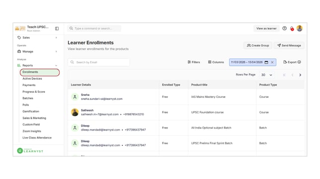 Obtain the student information based on enrollment step 2