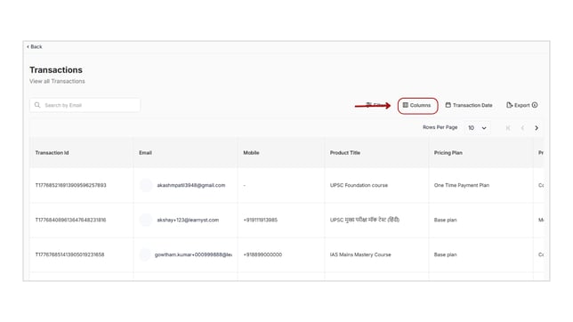 Obtain all the Transactions details step 3