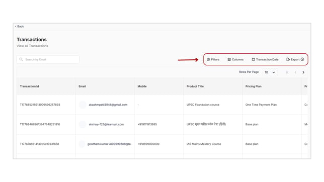 Obtain all the Transactions details step 4