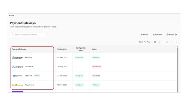 Obtain&nbsp;all transaction reports based on the payment gateway step 2