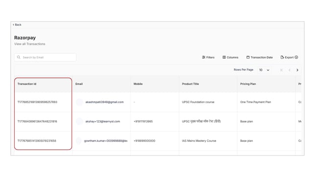 Obtain&nbsp;all transaction reports based on the payment gateway step 3