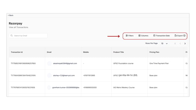 Obtain&nbsp;all transaction reports based on the payment gateway step 4