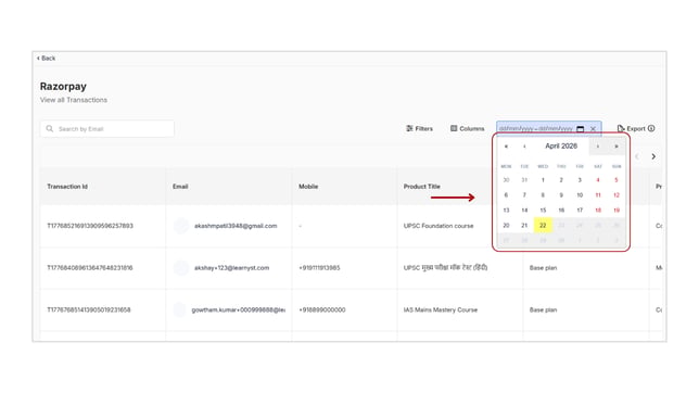 Obtain&nbsp;all transaction reports based on the payment gateway step 5