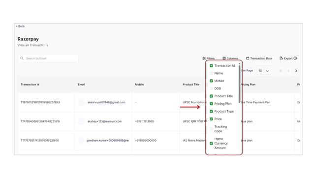 Obtain&nbsp;all transaction reports based on the payment gateway step 6