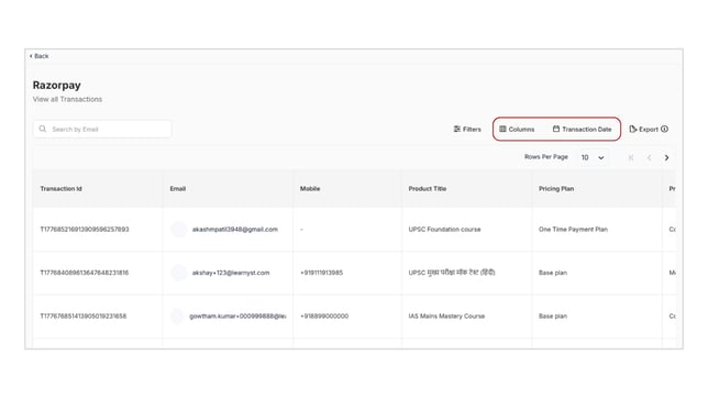 Obtain&nbsp;all transaction reports based on the payment gateway step 8