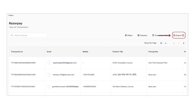 Obtain&nbsp;all transaction reports based on the payment gateway step 9
