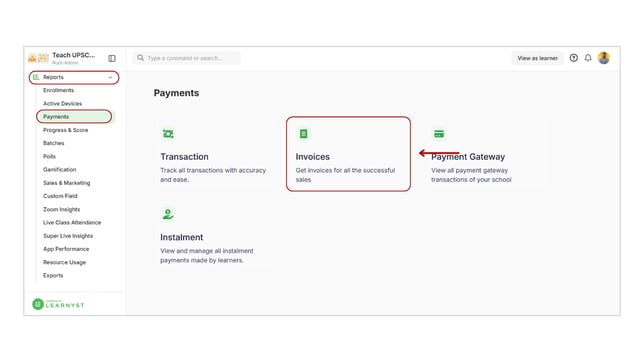 Obtain all the invoice details of your sales step 1