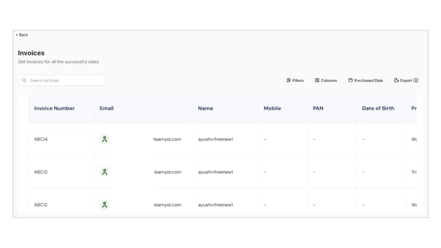 Obtain all the invoice details of your sales step 2