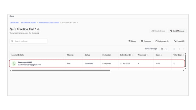Obtain the scores report of learners step 4