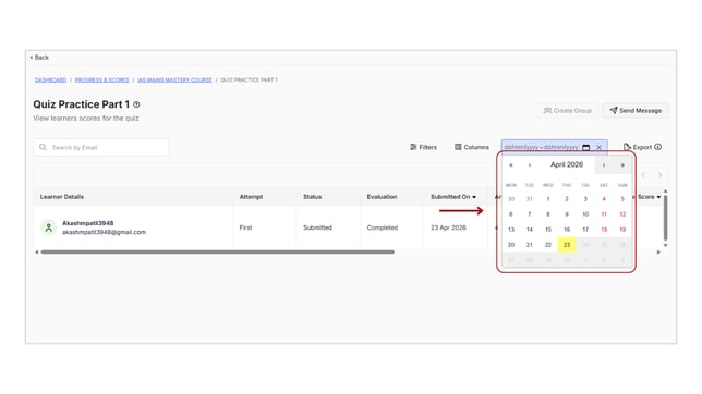 Obtain the scores report of learners step 6