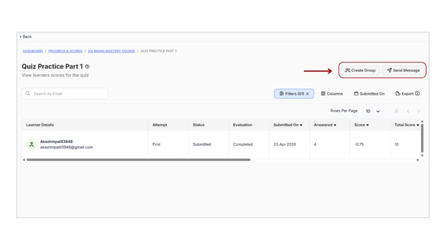 Obtain the scores report of learners step 9