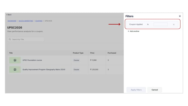 Obtain the performance of all coupons step 6