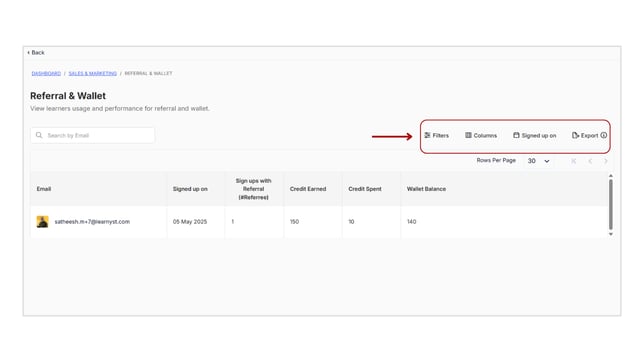 Obtain the Referral and Wallet reports step 2