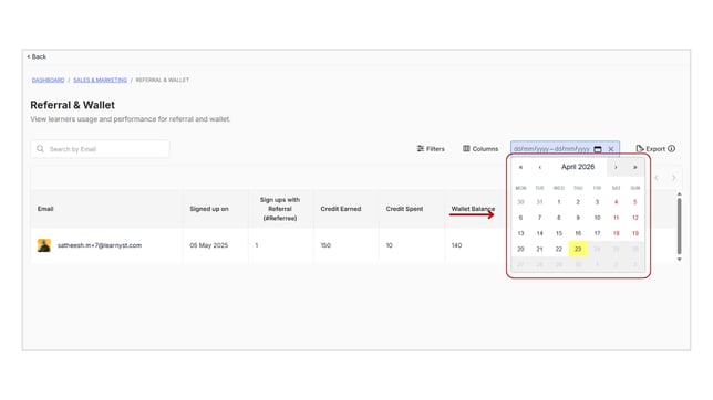Obtain the Referral and Wallet reports step 3