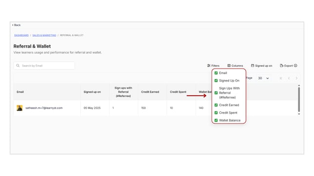 Obtain the Referral and Wallet reports step 4