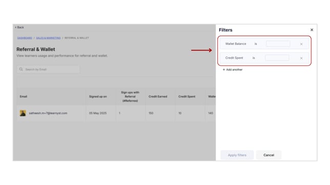 Obtain the Referral and Wallet reports step 5