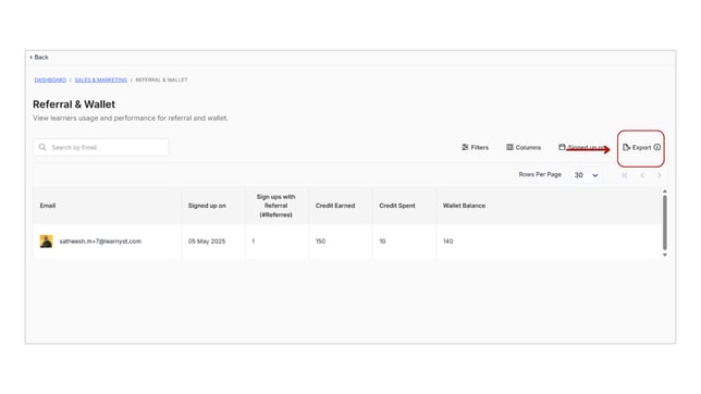 Obtain the Referral and Wallet reports step 6
