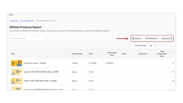 Obtain the Affiliate Products Report step 3