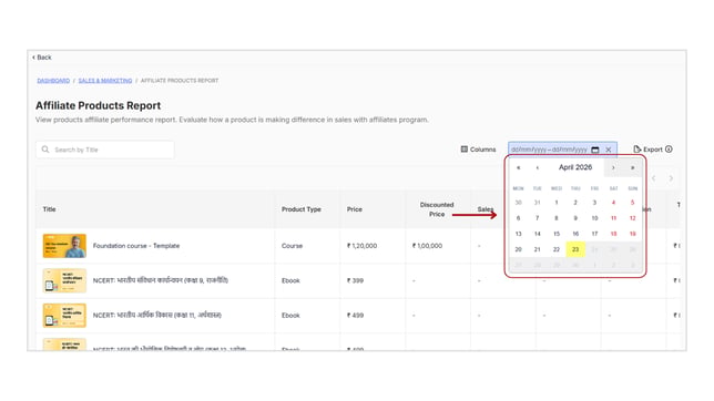 Obtain the Affiliate Products Report step 4