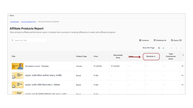 Obtain the Affiliate Products Report step 6
