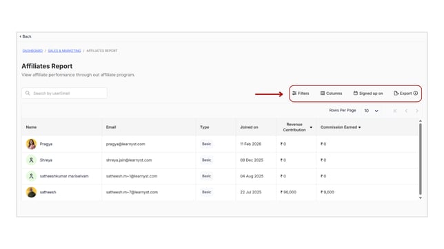 Obtain the Affiliates Report step 3