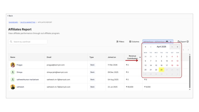 Obtain the Affiliates Report step 4