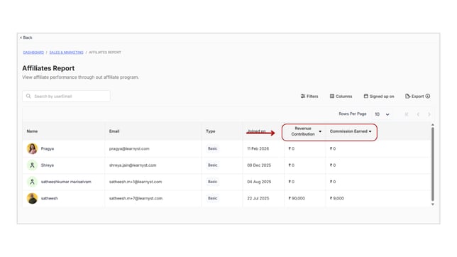 Obtain the Affiliates Report step 7