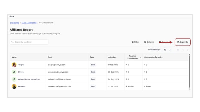 Obtain the Affiliates Report step 8