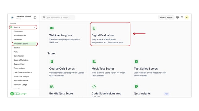 Obtain evaluation reports from the Digital evaluation step 1