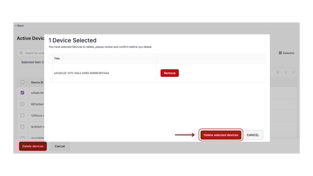 Track and Remove Learner's active devices step 3